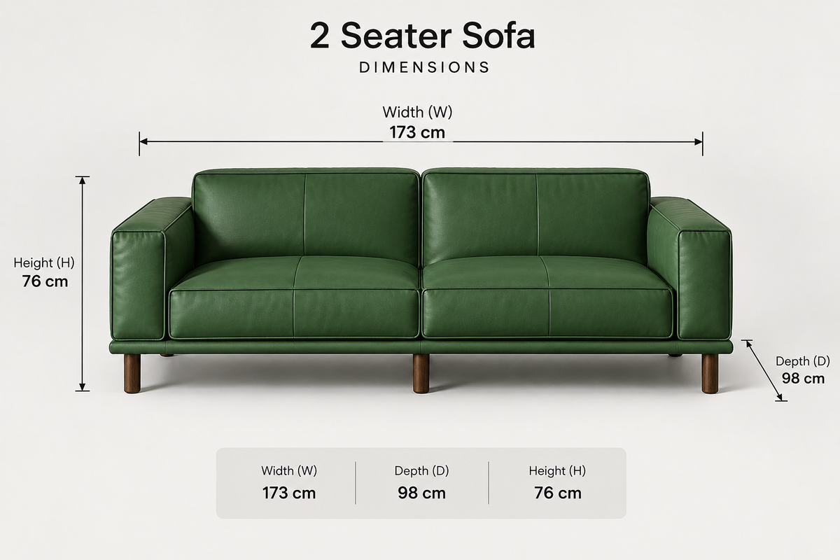 Emerald Luxe Pu Leather Olive Green Sofa – Modern Couch with Solid Wood