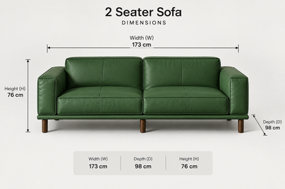 Emerald Luxe Pu Leather Olive Green Sofa – Modern Couch with Solid Wood