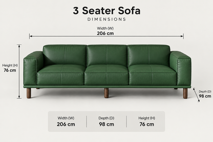 Emerald Luxe Pu Leather Olive Green Sofa – Modern Couch with Solid Wood
