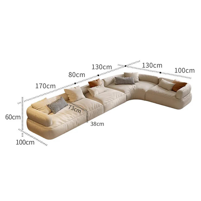 Suryavanshi Furniture Cream Large Corner Freestyle Modular Minimalist Sofa