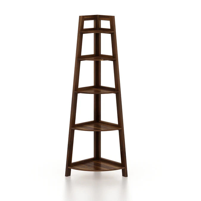 Suryavanshi Sheesham Wood Corner Shelf Unit | Foldable 5-Tier Corner Display Rack