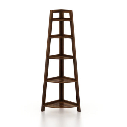 Suryavanshi Sheesham Wood Corner Shelf Unit | Foldable 5-Tier Corner Display Rack