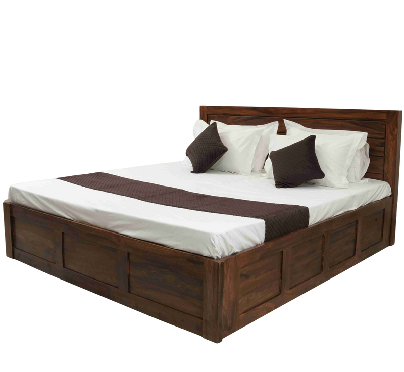 Suryavanshi Solid Sheesham Wood Queen/King Size Bed with Storage & Headboard
