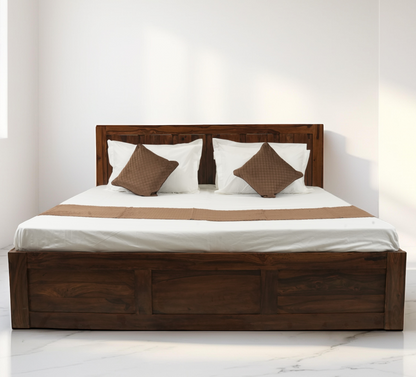 Suryavanshi Solid Sheesham Wood Storage Bed with Hydraulic Lift & Manual