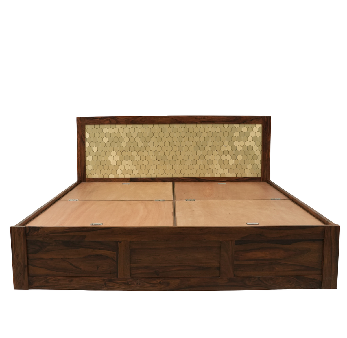 Suryavanshi Solid Sheesham Wood Storage Bed with Hydraulic Lift & Manual