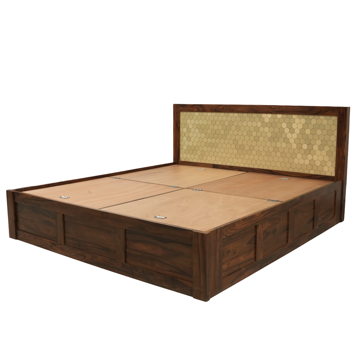 Suryavanshi Solid Sheesham Wood Storage Bed with Hydraulic Lift & Manual