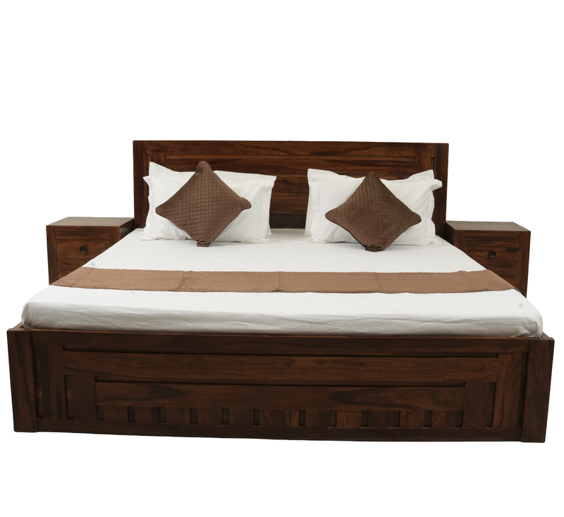 Suryavanshi OTTOMAN  Solid Sheesham Wood Storage Bed with Hydraulic Lift & Manual