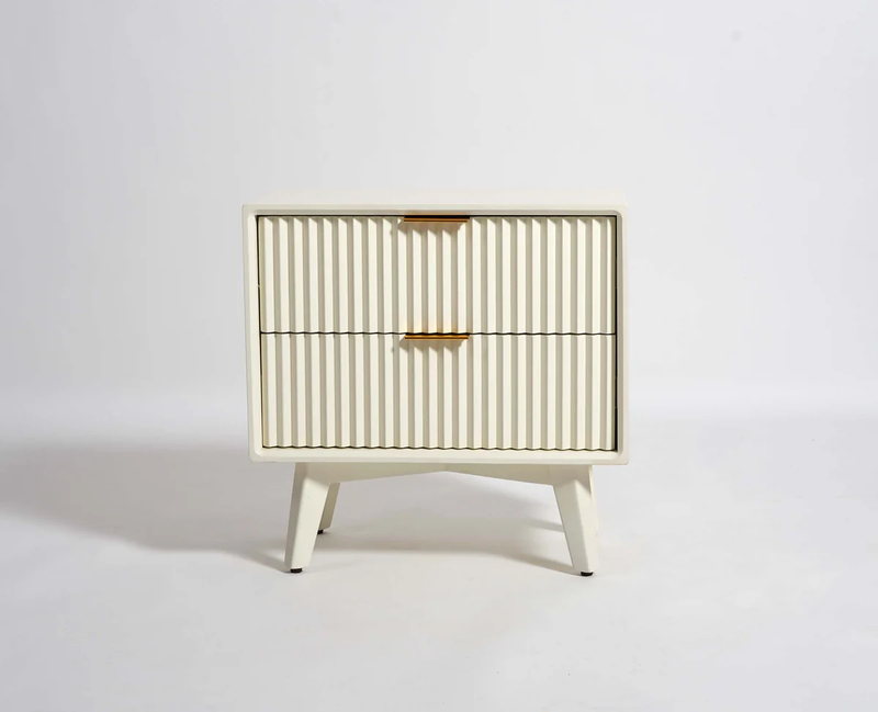 Suryavanshi Solid Wood Bedside Table - Frosty White