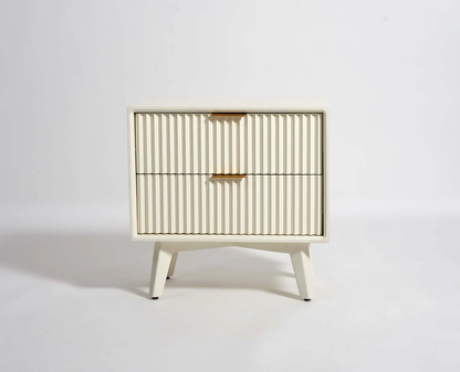 Suryavanshi Solid Wood Bedside Table - Frosty White