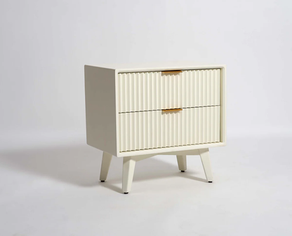Suryavanshi Solid Wood Bedside Table - Frosty White