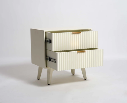 Suryavanshi Solid Wood Bedside Table - Frosty White