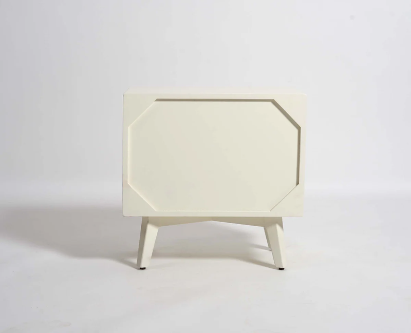 Suryavanshi Solid Wood Bedside Table - Frosty White