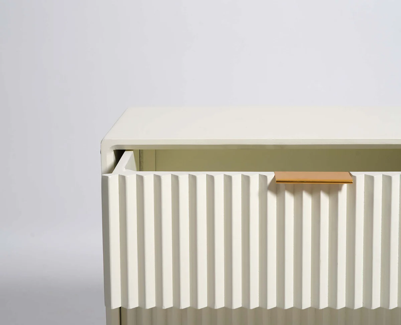 Suryavanshi Solid Wood Bedside Table - Frosty White