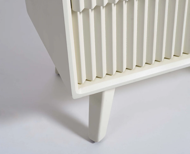Suryavanshi Solid Wood Bedside Table - Frosty White