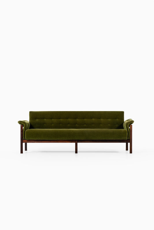 Suryavanshi Cozy Casa Mid-Century Modern Olive Green Velvet Sofa with Wooden Solid Wood Frame