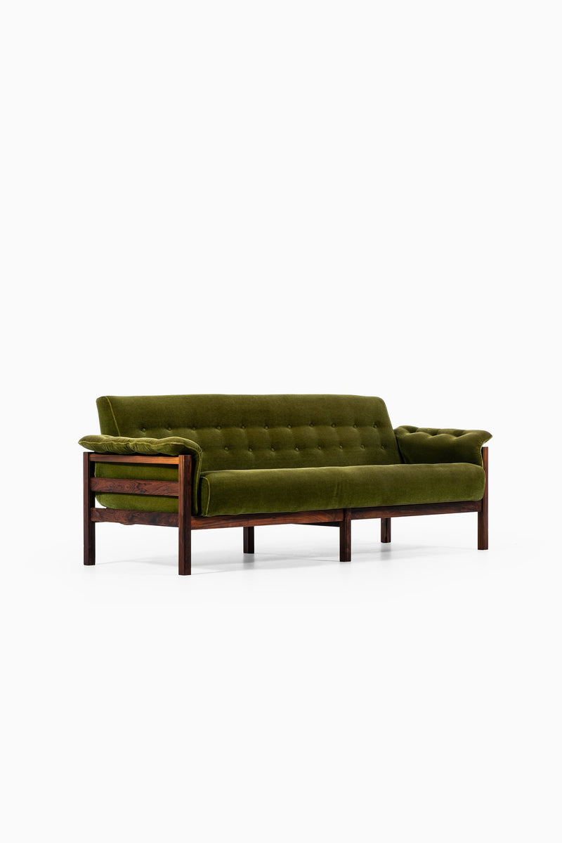 Suryavanshi Cozy Casa Mid-Century Modern Olive Green Velvet Sofa with Wooden Solid Wood Frame