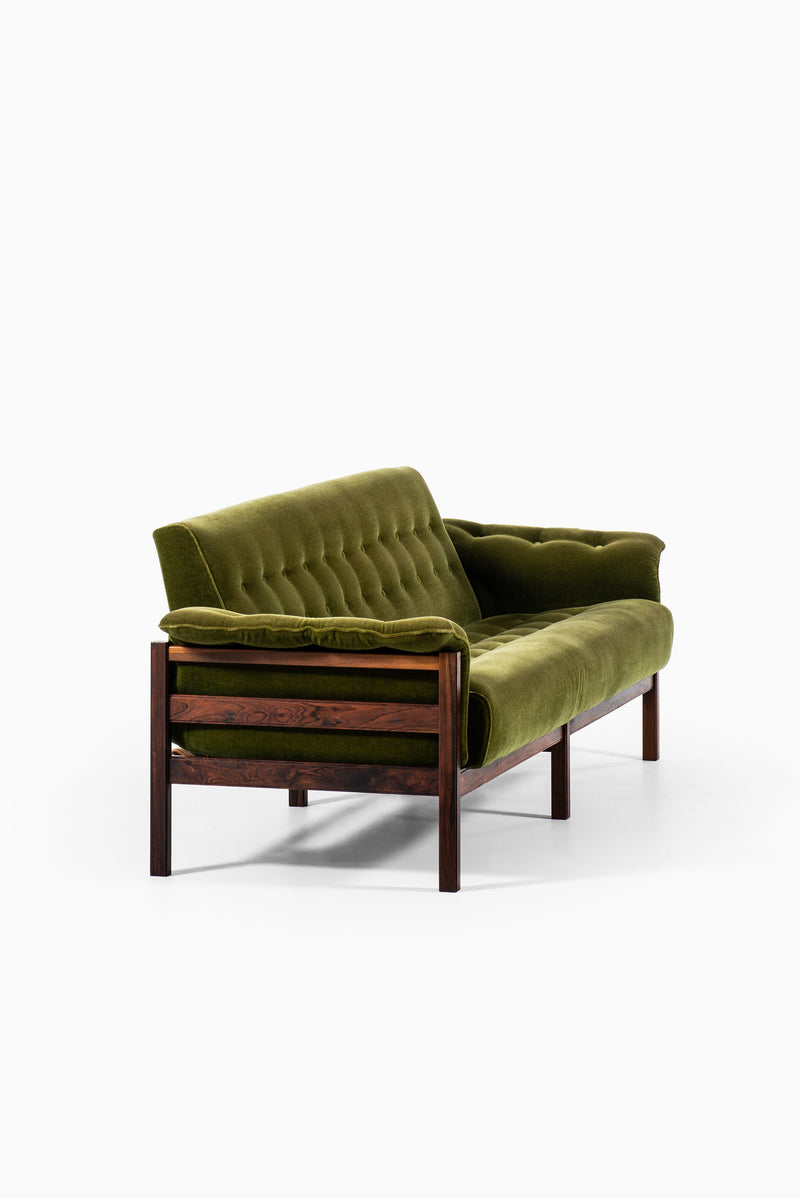 Suryavanshi Cozy Casa Mid-Century Modern Olive Green Velvet Sofa with Wooden Solid Wood Frame