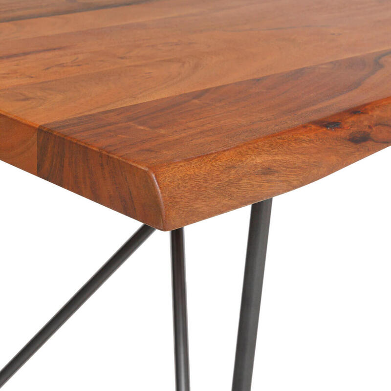 Suryavanshi Sheesham Wood Live Edges Dining Table – 6 Seater with Iron Stand (Rectangle-Live Edges, W204 D89 H75 cm)
