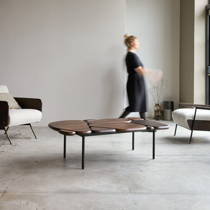 Suryavanshi Sheesham Wood & Iron Stand Free Form Coffee Table (Free Form, W130 D80 H38 cm)