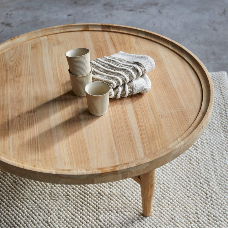 Suryavanshi Round Coffee Table – Mango Wood (Mango Wood-Round, W90 D90 H35 cm)