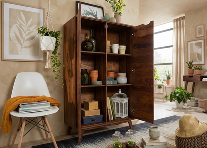 Suryavanshi Sheesham Wood Wardrobe with 6 Shelves – Spacious and Stylish Storage Solution for Your Bedroom (Sheesham Wood, W90 D40 H145 cm)