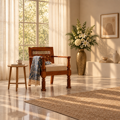 Suryavanshi Sheesham Wood With Brass Exquisite Craftsmanship - 1 Seater Sofa