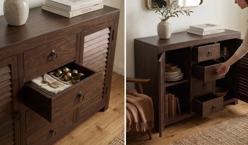 Suryavanshi Sheesham Wood 2-Door 4-Drawer Sideboard: A Beautiful Storage Solution for Your Home(W139*D45*H-86Cm)