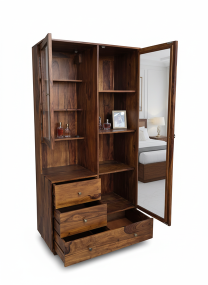 Sheesham Wood Dressing Table with Mirror & Storage Drawers – Elegant Bedroom Furniture