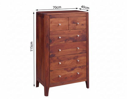 Suryavanshi Sheesham Wood 6-Drawer Chest of Drawers – Quality Storage Solution for Your Home (Sheesham Wood, W70 x D40 x H115 cm)