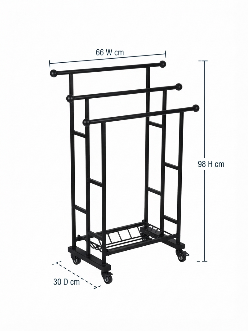 Suryavanshi Everest Freestanding 3-Tier Towel Stand with Storage Basket on Wheels