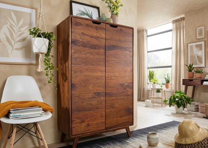 Suryavanshi Sheesham Wood Wardrobe with 6 Shelves – Spacious and Stylish Storage Solution for Your Bedroom (Sheesham Wood, W90 D40 H145 cm)