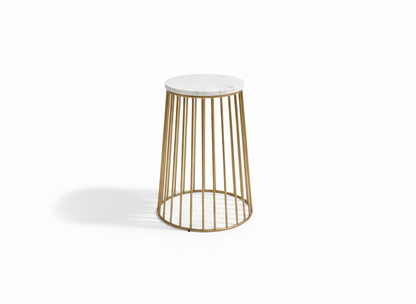 Suryavanshi Gold and White Marble Small Side Table