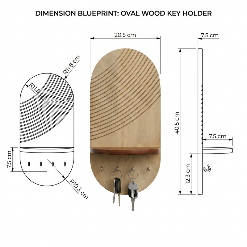 Suryavanshi Mango Wooden Wall Mounted Key Holder with Shelf