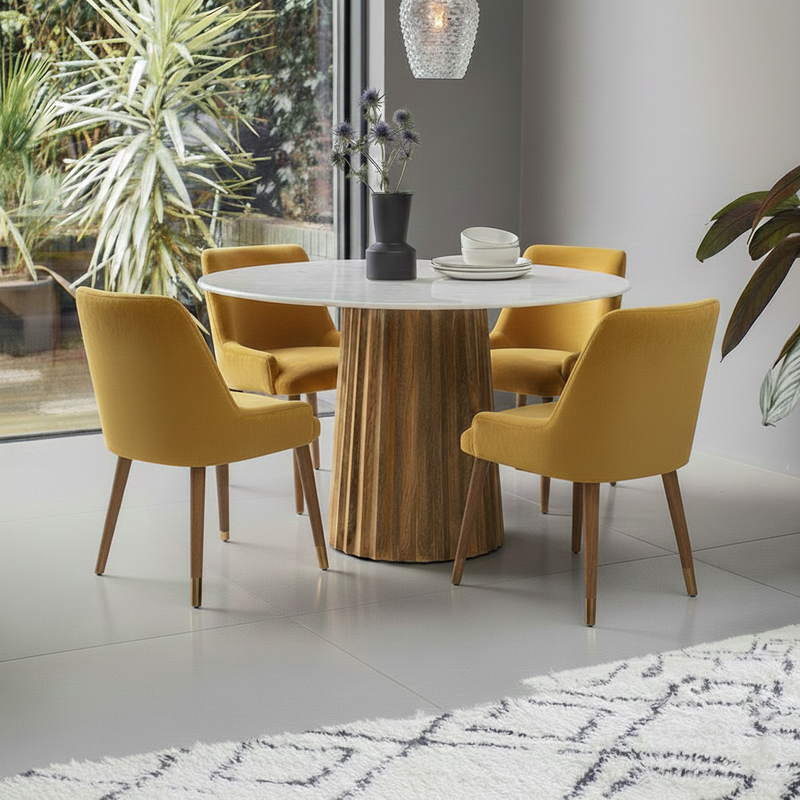 Westbourne 4 Seater Dining Table - Mango Wood with Marble Top