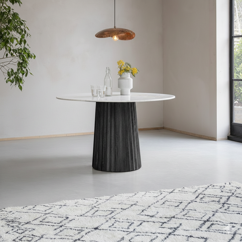 Westbourne 4 Seater Dining Table - Mango Wood with Marble Top