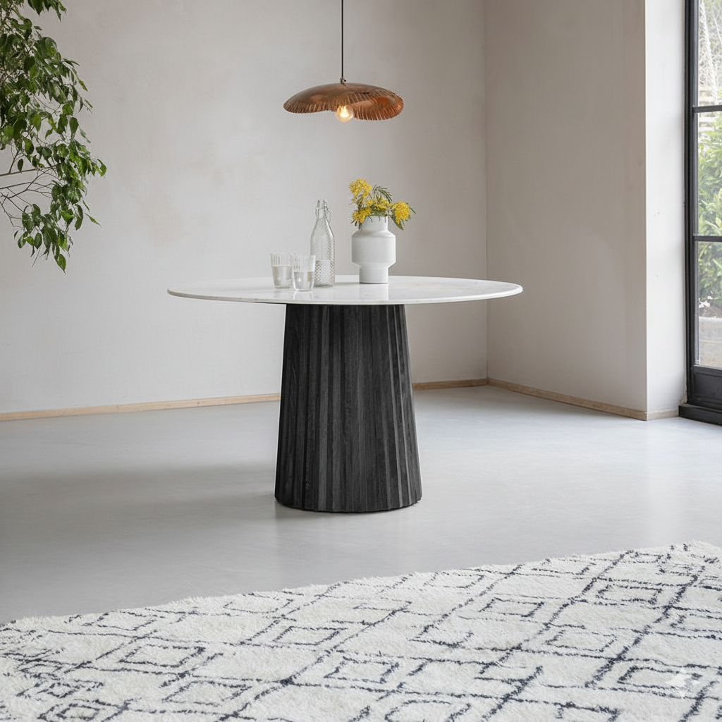 Westbourne 4 Seater Dining Table - Mango Wood with Marble Top