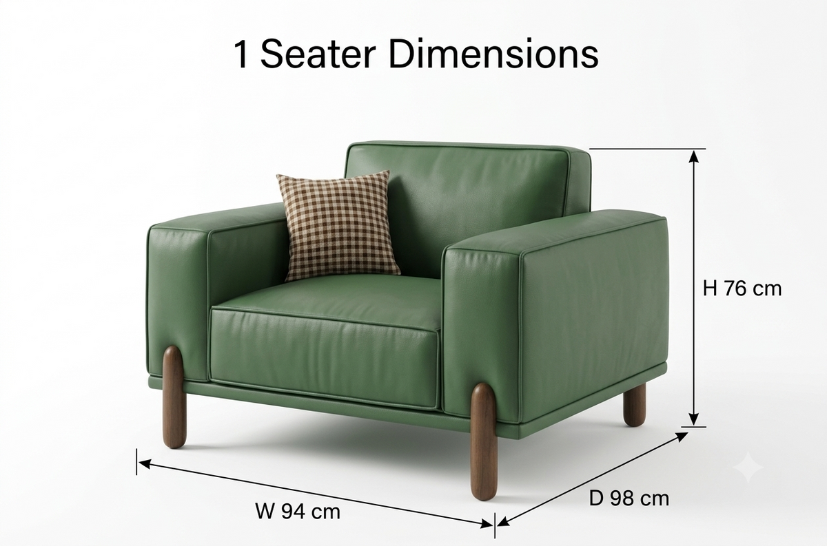 Emerald Luxe Pu Leather Olive Green Sofa – Modern Couch with Solid Wood