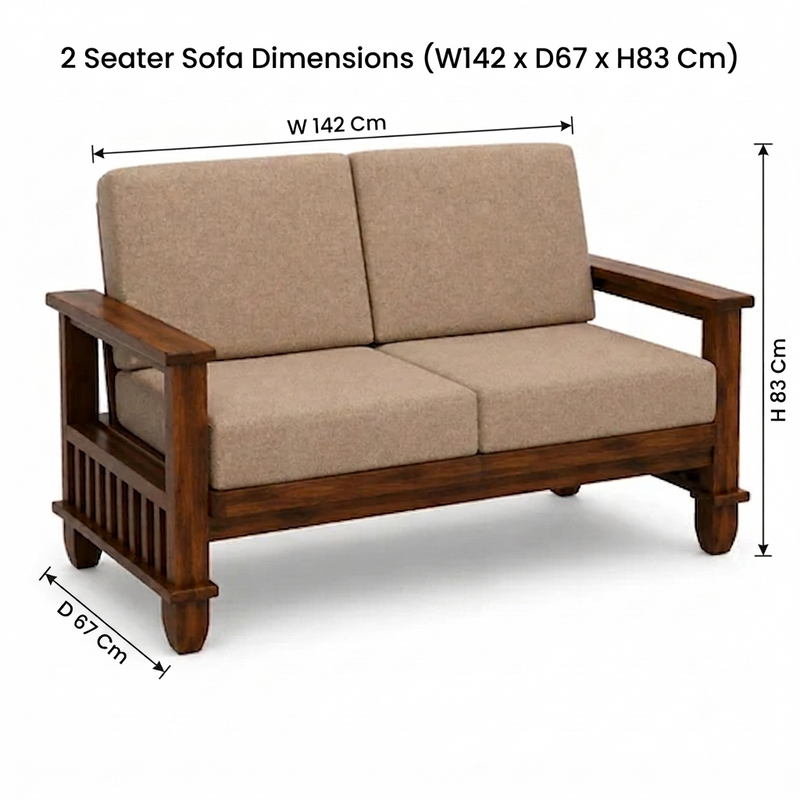 MAGAZINE Sheesham Wood Cushioned Upholstery Sofa Set