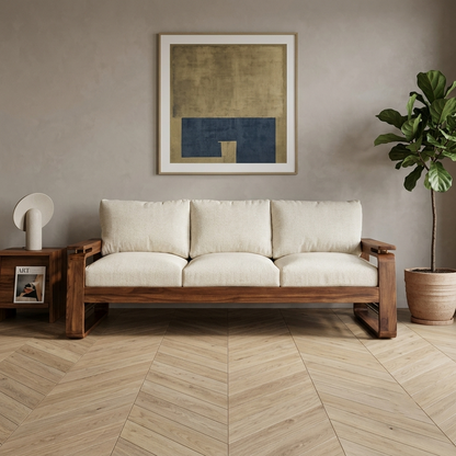 Suryavanshi Sheesham Wood Sofa Set with Handwoven Jute Fabric