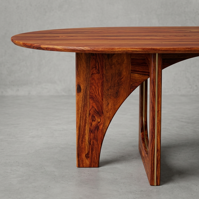 Uniq Solid Sheesham Wood Oval Dining Table | Modern Contemporary 6-Seater Dining Table for Dining Room & Kitchen