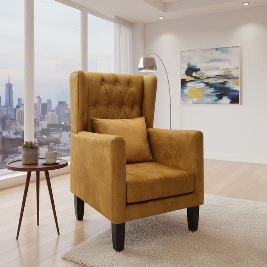 Suryavanshi Fully Upholstered Velvet Single Seater Lounge Chair – Plush Elegance (W67 x D77 x H111 cm)