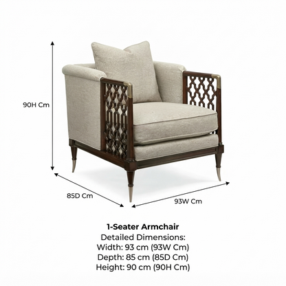 Aurelia Luxury Solid Wood Sofa Set with Premium Upholstery & Brass Work