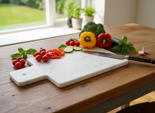 Premium White Marble Cutting Board - Durable Stone for Chopping, Serving, Charcuterie, and Cheese - Modern Kitchen Decor