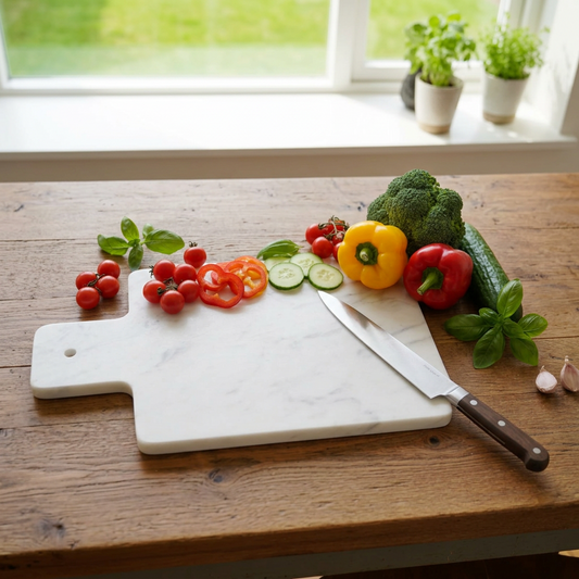 Premium White Marble Cutting Board - Durable Stone for Chopping, Serving, Charcuterie, and Cheese - Modern Kitchen Decor