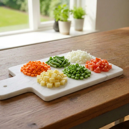 Premium White Marble Cutting Board - Durable Stone for Chopping, Serving, Charcuterie, and Cheese - Modern Kitchen Decor