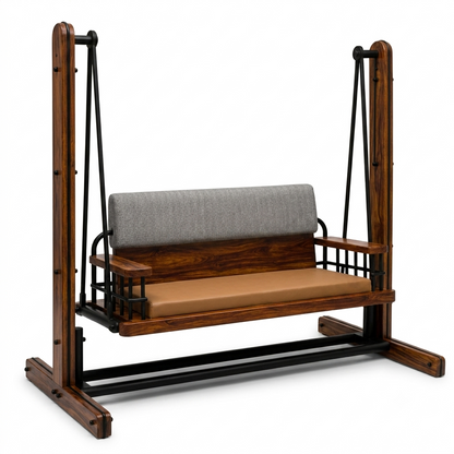 Maharaja Solid Sheesham Wood Swing Sofa with Premium Cushions & Metal Frame for Living Room, Balcony