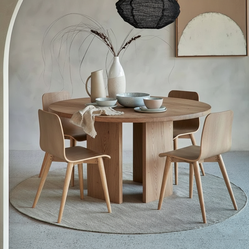 Suryavanshi Mango Wood Round 6 Seater Dining Table – Exquisite Craftsmanship