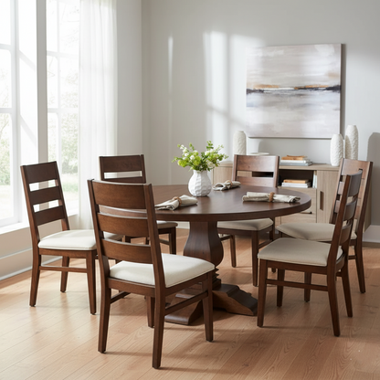 Suryavanshi Mango Wood Round Dining Table with French Legs - 4 & 6  Seater Options Available (Table Only)