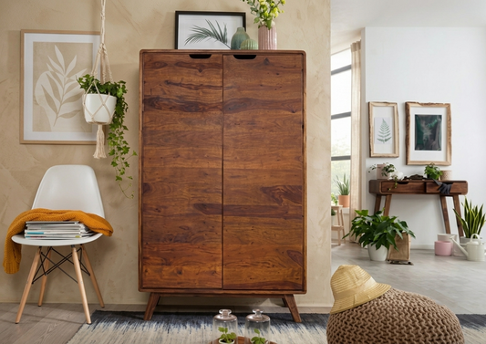 Suryavanshi Sheesham Wood Wardrobe with 6 Shelves – Spacious and Stylish Storage Solution for Your Bedroom (Sheesham Wood, W90 D40 H145 cm)