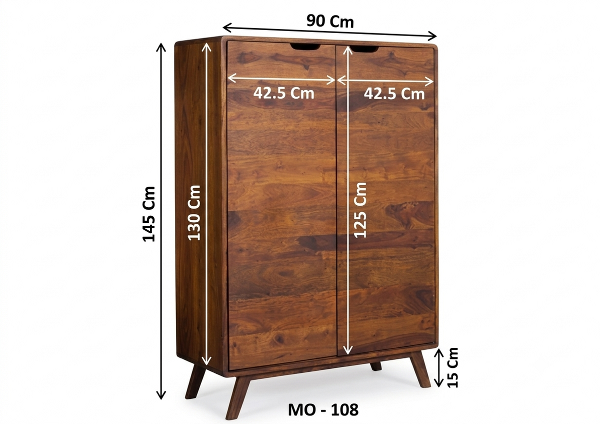 Suryavanshi Sheesham Wood Wardrobe with 6 Shelves – Spacious and Stylish Storage Solution for Your Bedroom (Sheesham Wood, W90 D40 H145 cm)